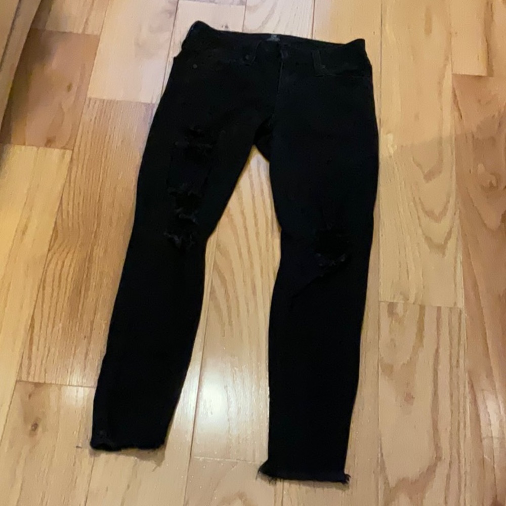 Just Black skinny mid rise distressed black jeans size 24